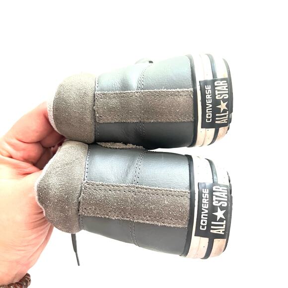 Converse Grey Leather Junior HIghtops sz 6 - Picture 3 of 8